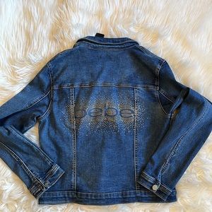 NWT Bebe Lucia Wash with Crystal Embellished Denim Jacket